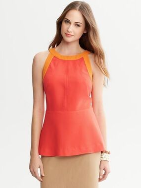 Banana Republic Coral Tank Top with Orange Trim